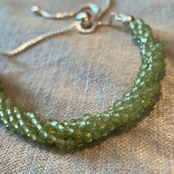 Genuine Green Peridot Sterling Silver 925 Adjustable Bolo Bracelet 5-9.25” - Picture 2 of 5